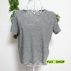 ディホリック・韓国 半袖Tシャツ 白黒ボーダー F コットン混