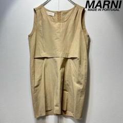 【数々のアワードを受賞】 上質 マルニ 希少 リネン ドレス デザイン ノースリーブ ワンピース