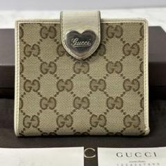 高い素材 新品同様‼️ グッチ GUCCI 財布 折り財布 GGキャンバス ハート 小物