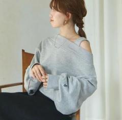 Thevon YUNA企画袖刺繍3WAYワンショルスウェット グレー - メルカリ