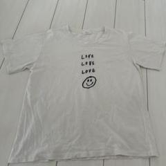 ホワイト LOVE 刺繍 Tシャツ 半袖　にこちゃん　レディース
