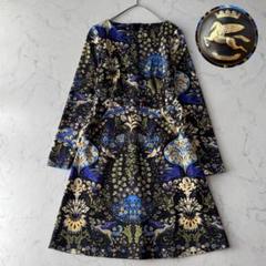 ETRO エトロ 長袖 ネイビー ワンピース 42 花柄 LL 大きいサイズ ETRO エトロ 長袖ワンピース 美品 サイズ:40 マルチカラー