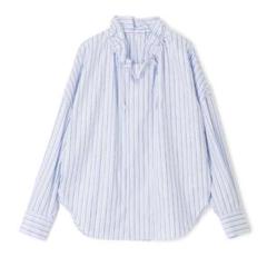 未使用✨マカフィー　トゥモローランド　綿　ブルーストライプ　袖フリルシャツ　36 美品＊トゥモローランド系列マカフィー フリルネックシャツ 36