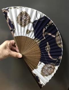 扇子　センス　紺色、白