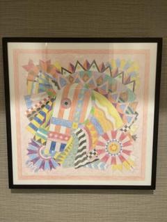 HERMES 塗り絵アート作品（馬モチーフ）額入り