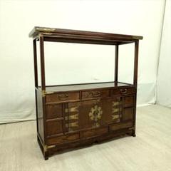 美品 木製 前欅 彫刻金具 李朝家具 李朝箪笥 モリジャン キャビネット 収納 美品 木製 欅(ケヤキ) 杢目 鍵付き 李朝家具 李朝箪笥