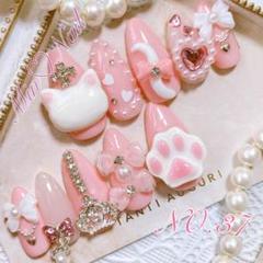 ネイルチップ 量産型 ねこ 肉球 ゆめかわ