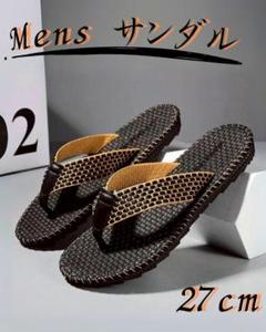 27cm　メンズサンダル　　夏用　ビーチサンダル　和風　ブラック　黒　海水浴