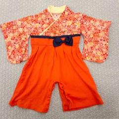 80cm 花柄着物風ベビー服 袴ロンパース 初節句 お食い初め お宮参り七五三