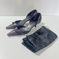 GUCCI グッチ オープンウエストパンプス レザー ブラウン 24cm 袋付き
