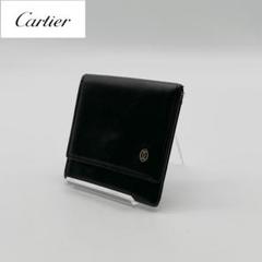 【美品】Cartier レザー コインケース 小銭入れ ゴールド金具 ロゴ 黒