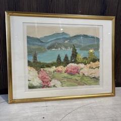 楢原健三　Narahara Kenzou 高原晩秋　名画　油絵　F4額装 楢原健三 Narahara Kenzou 高原晩秋 名画 油絵 F4額装