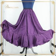 【美品 フラメンコ衣装】光沢パープル×柄×レース地 ドレス Flamenco Mサイズ フラメンコ 花柄レース ボレロ パープル 2343pb