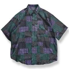 希少【VINTAGE】80s 90s クレイジーパターン 総柄 ビンテージシャツ