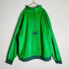 【希少】adidasスウェットハーフジップ　ベロア　センターロゴ　モノグラム L
