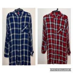 チェックシャツ ロングシャツ セマンティックデザイン 2枚セット