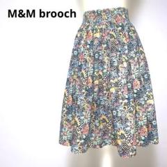 M&M brooch リバティープリント ひざ丈フレアスカート ギャザースカート