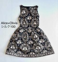 新品同様 alice+olivia リボン刺繍 フローラル ワンピースドレス 新品同様 alice+olivia リボン刺繍 フローラル ワンピースドレス