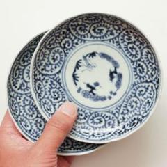 伊万里 古伊万里 江戸 中期 深皿 なます 皿 花唐草 金継ぎ 材料 伊万里 古伊万里 江戸 中期 蛸唐草 4寸皿 金継ぎ 材料 2客セット