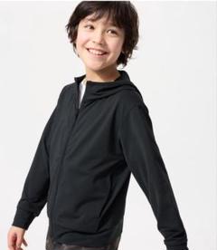 ユニクロUNIQLOエアリズムUVカットフルジップパーカ160☆ブラック☆キッズのサムネイル