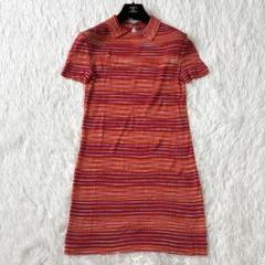 MISSONI オレンジタグ 半袖 ニット ワンピース 総柄 薄手 襟付き 44