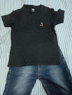 UNIQLO ミッキーTシャツ 130サイズ & デニムショートパンツ120