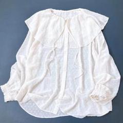 【美品】アーバンリサーチロッソ　ラッフル襟　シフォン　ジャガード　シアーブラウス
