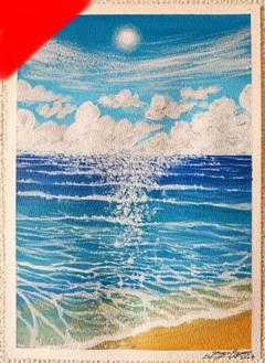 海　アクリル画　風景画　海の絵　アート　絵画　インテリア　海アート　空の絵　原画のサムネイル