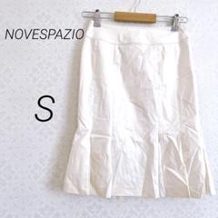 NOVESPAZIO 膝丈タイトスカート　S アイボリー　フリル　シンプル　無地