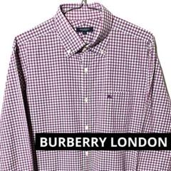 BURBERRYLONDON M L 長袖 ギンガムチェック 長袖 紫 シャツ