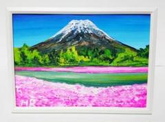 油絵 絵画 【月のお花畑と富士山  
】 e32d45650a193fc77b375c584cf36f
