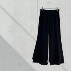 3507【ニコル】フレアパンツ　薄手　黒　春夏　Ｍ　大人綺麗め　シンプル　無地