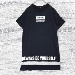 キッズ/150/ロゴプリント/ワンピース/Tシャツワンピ/メッシュ切替/K105