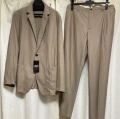 【美品】LES MUES ビジネススーツ　L シルク混　ストレッチ　アオキ ビジネスから就活まで】紺無地 洗えるストレッチスーツ LES MUES