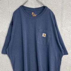 カーハート　胸ポケット　刺繍ロゴ　ネイビー　ビックサイズTシャツ3XL