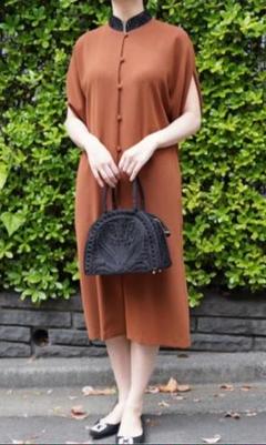 Embroidery Collar Front Open Dress
