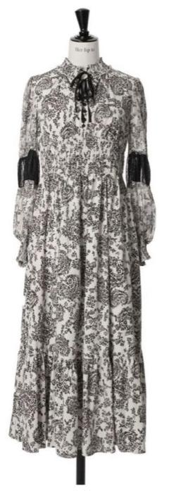 herlipto Winter Floral Long-sleeve Dress