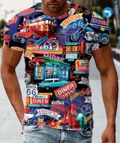 メンズ カジュアル Tシャツ ルート66 3Dグラフィック M