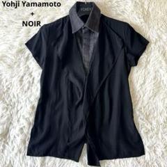 美品　Yohji Yamamoto +NOIR デニムドッキングフリルブラウス 美品 Yohji Yamamoto +NOIR デニムドッキングフリルブラウス