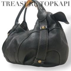 【美品】トレジャートプカピ　ハンドバッグ　オールレザー　ブラック　肩掛け　大容量