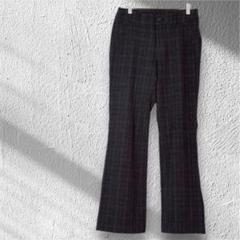 【美品】 千趣会 チェック フレアパンツ ブーツカット 【64-91】
