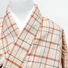 上田紬 正絹 格子 生地 反物 未使用 T