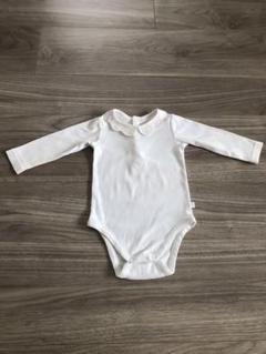 未使用】jacadiジャカディスカラップ襟 白と黄色のロンパース75cm