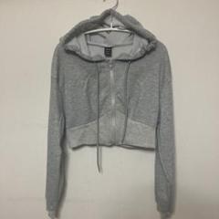 【新品】SHEIN ミニ丈パーカー 長袖 クロップド ヘザーグレー　S