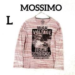 【モッシモ】長袖カットソー　ヴィンテージプリントティーシャツ　L　レッド　古着