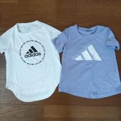 adidas サラサラスポーツTシャツ 130 2枚セット ホワイト パープル
