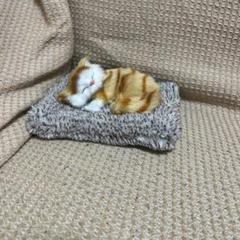 寝ている猫のフェイクファークッション