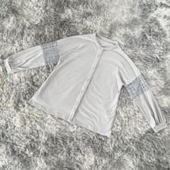 『SAYURI』バンドカラーブラウス　長袖シャツ　ライトブルー　フェミニン(L)