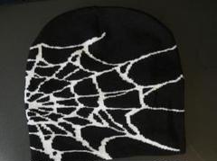 スパイダーウェブデザイン ニットビーニーY2Kグランジ