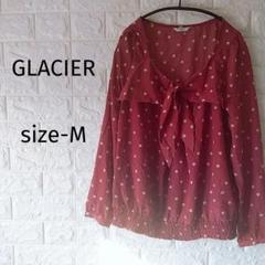 GLACIER グラシア　レディーストップス 水玉模様リボン付き長袖ブラウス　М